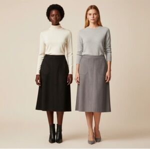 Two Catherine Malandrino Black and Gray Suade Skirt Set